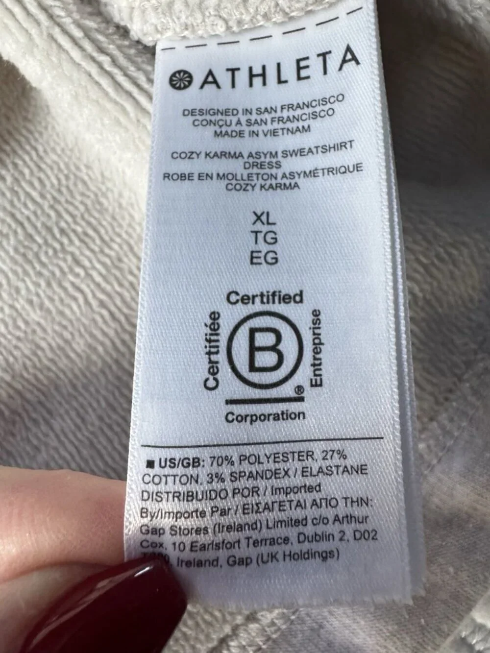Athleta Cozy Karma Asym Pullover Woman's Sz XL Heather Gray Zip Mock Neck